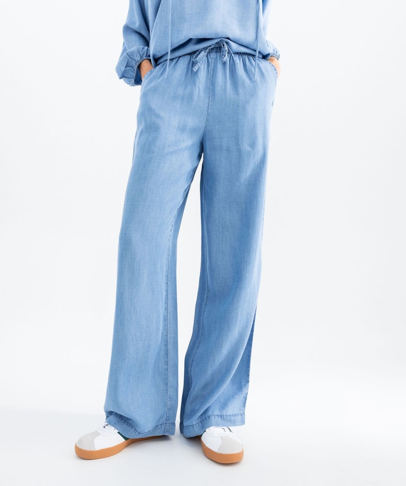 Pantalon large en Lyocell avec ceinture élastique femme